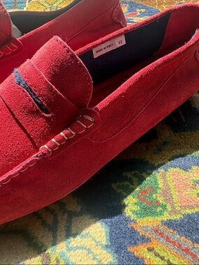 Italian Luxury Red Suede Penny Loafers